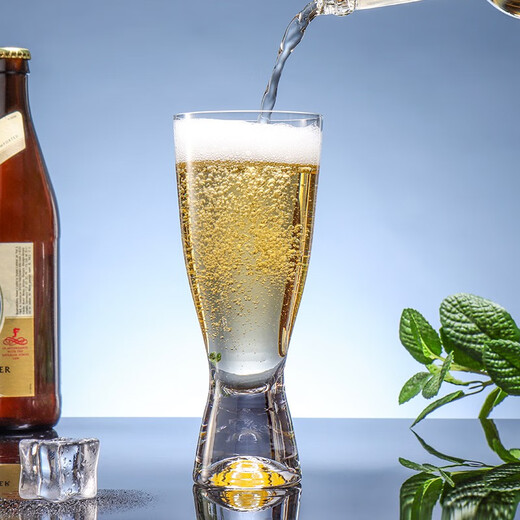 BOHEMIA Crystal imported from the Czech Republic, light luxury high-end crystal beer mug, commercial cup holder, household large-capacity wheat craft beer mug set, Gina style crystal beer mug 350ml*6 pieces