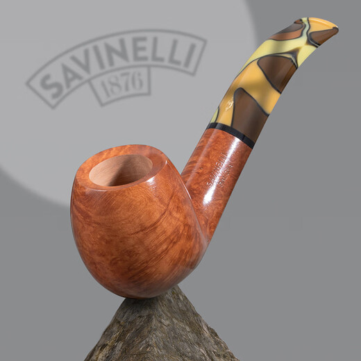 沙芬（SAVINELLI）意大利经典牛头犬石楠木旱烟斗P427帕洛玛过滤嘴进口手工烟斗男士 【677型 厚斗壁弯斗 大号】