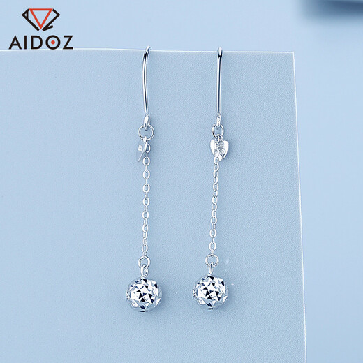 Aido Diamond pt950 platinum ear hooks for women, platinum round bead ear hooks, gift for wife, earrings, weight 2.3-2.5 grams + rose gift box