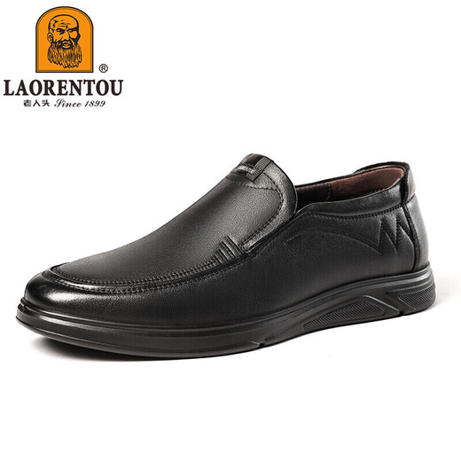LAORENTOU leather shoes for men, business casual shoes, toe layer cowhide toe caps, beanie shoes, wear-resistant men's shoes LA12062 black 41