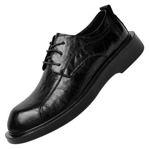 XO leather shoes men [cowhide] 2025 spring and summer men's shoes lace-up derby shoes men business formal casual shoes men black [hand-grabbed cowhide-four seasons] 6621 42