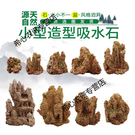 OIMG absorbent stone landscape absorbent stone rockery bonsai natural landscaping raw stone rockery stone courtyard rockery natural raw stone 30-34CM absorbent stone (pot not included)