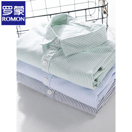 
ROMON men's pure cotton short-sleeved shirt Japanese casual summer thin new striped shirt trendy splicing top 9740 black 2XL