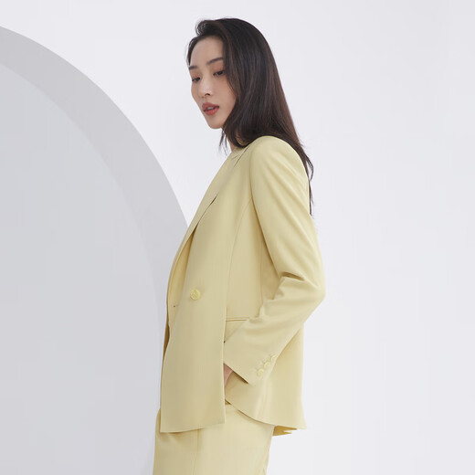 雅戈尔（YOUNGOR）套西上衣女677款背叉修身型毛料亮丽色系高级优雅商场同款 黄色 S 160/84A