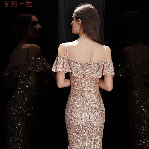 Seidenschlinge Abendkleid für Frauen New Style Banketttemperament Fisch Schwanz lang