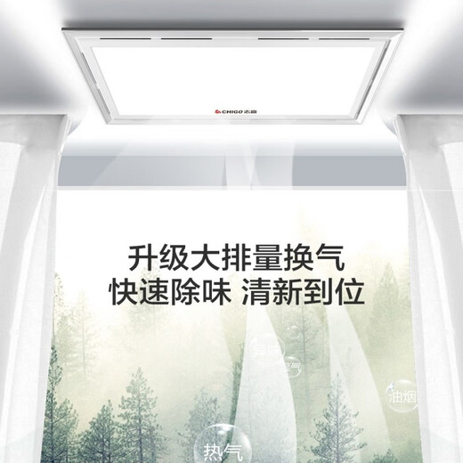 志高（CHIGO）集成吊顶换气扇照明二合一LED灯普通吊顶排气扇厨房卫生间排风扇 30x60照明换气（琴键开关）
