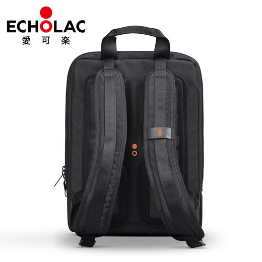爱可乐（Echolac）商务休闲双肩电脑包时尚潮流男士背包大容量17英寸黑色书包CKP834