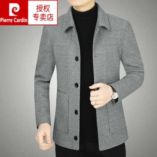 Pierre cardin spring and autumn new style of middle-aged and young men's woolen jacket casual lapel wool jacket middle-aged and elderly woolen dad suit QY82206%23 khaki M 170 suggests 90-115 Jin [Jin equals 0.5 kg]