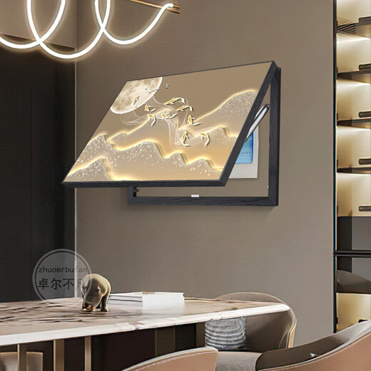 Yaoshijia painting has a back mountain electric meter box decoration painting blocking light luxury landscape distribution box hanging painting cream wind gate box mural T9196 45*35cm (blocking 35*25) right push and pull black frame