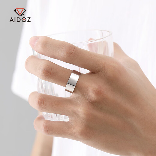 Aido diamond pt950 platinum ring men's fine platinum wide solid thick thick ring 23# 10.0-10.2g face width about 8.0mm