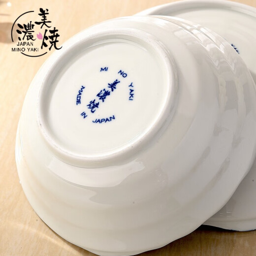 Mino-yaki Japanese tableware imported blue and white relief soup bowl hand-painted bowl sushi household rice bowl flower set series HT-23 round plate [22.2CM*3.0CM]