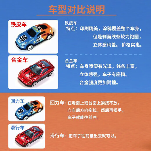 Children's toys mini alloy car iron car model metal retraction scooter set boy gift alloy car 1 pack [random color]