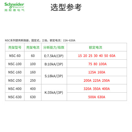 Schneider Electric molded case circuit breaker NSC160250S air switch 60A100A125A630A 250A 3P