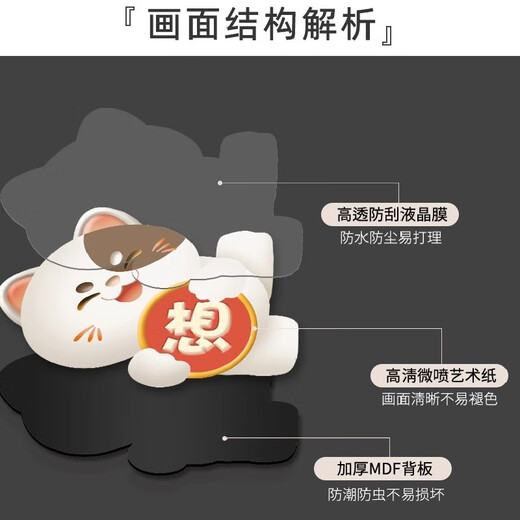 Peace and joy, auspicious elephants, Ruyi entrance decoration painting with good meaning, living room TV wall, cream style creative new mural, peace and joy, medium combination (30*30cm four pieces in a set) UV carved frameless painting/high-end crystal surface