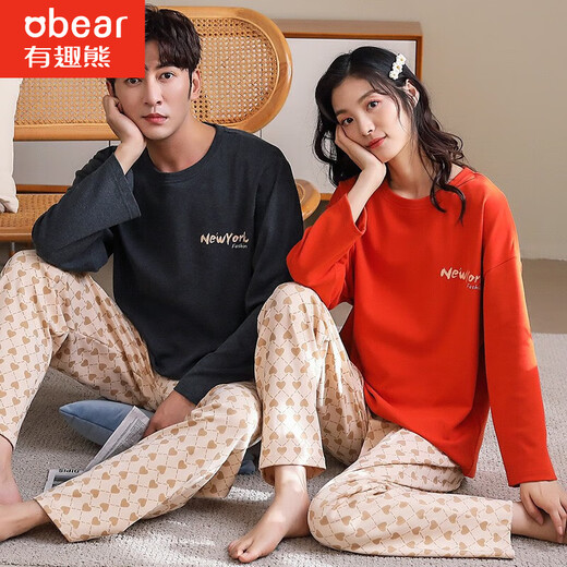 Funny Bear Ehepaar Pyjamas Baumwolle Frühlings- und Herbst Sommerpullover Männer Frauen Langarm Lange Hosen Student Jugend koreanische Heimkleidung zwei NSLXR-Women 2887 Männer 3887 M Frauen-