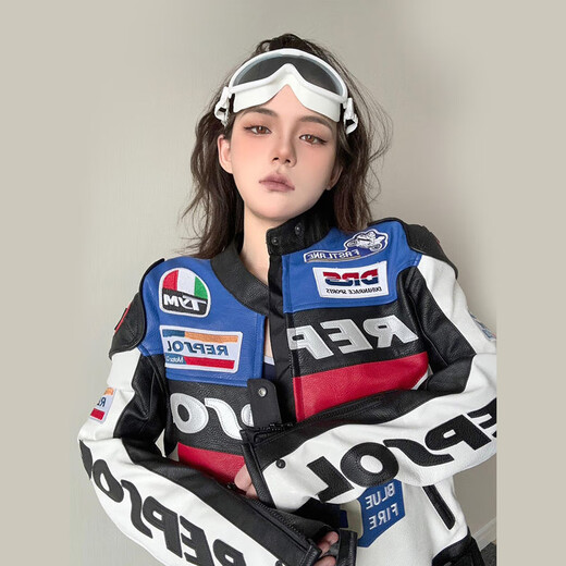 Duhan (DUHAN) vs02 motorcycle riding suit men's four-season PU leather racing suit off-road motorcycle leather jacket waterproof and anti-fall jacket blue L