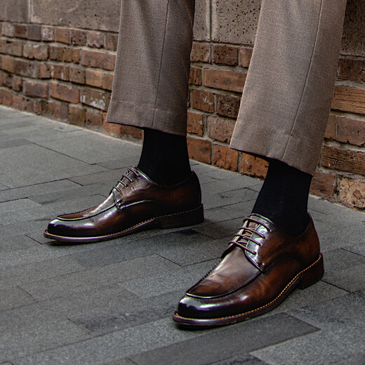 Desai hand-scratch pattern men's business casual leather shoes men's genuine leather color polished formal handmade soft-soled men's shoes brown 40