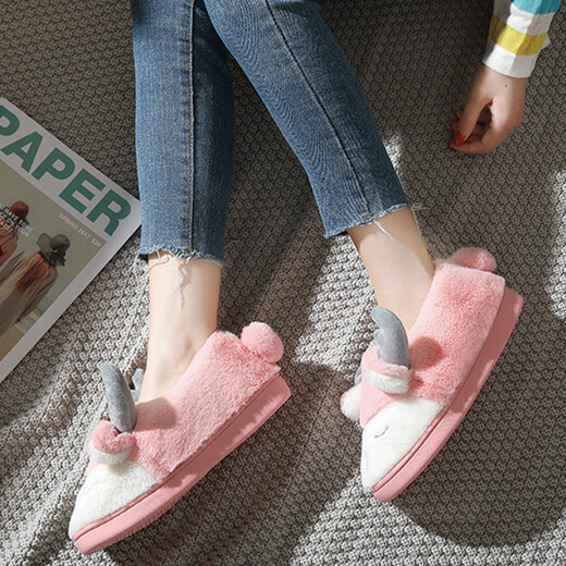 Taimi Bear Taimi Bear Children's Home Warm Cotton Slippers Autumn and Winter Children's Cotton Shoes Boys and Girls Baby Bag Heel Cotton Shoes Children's Elk Bag Heel - Pink 28-29 (shoe inner length 18 cm)