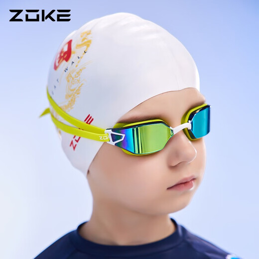 ZOKE swimming goggles, youth competition and racing, suitable for many occasions, high-definition anti-fog, waterproof, electroplated swimming training swimming goggles, orange and black (electroplating) 623502202-2
