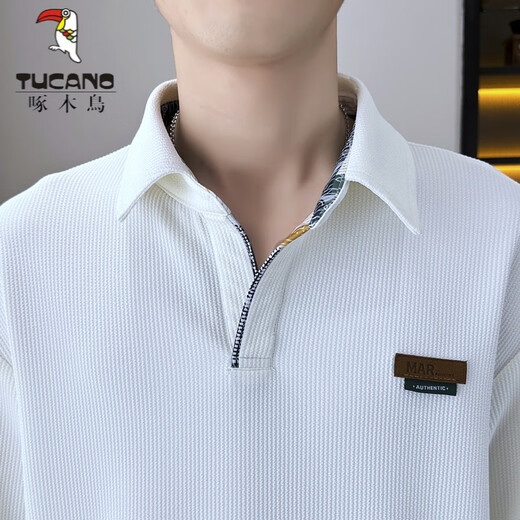 啄木鸟（TUCANO）男士夏季衬.衫领短袖T恤一套搭配青少年时尚休闲两件套运动潮套装 MTZ719白色套装 M