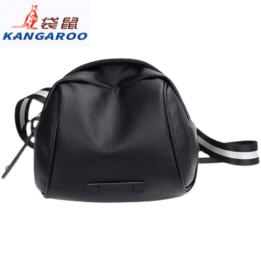 袋鼠（KANGAROO）真皮女包2025新时尚单肩斜挎包纯色软皮贝壳包休闲大容量牛皮腰包 升级版杏色