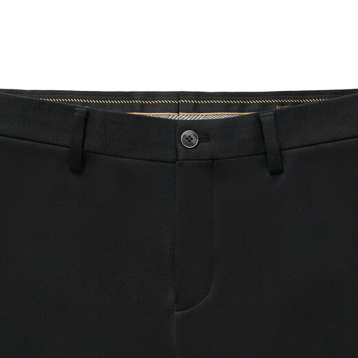 Qipai wool-containing men's casual trousers for men spring and summer thick double-sided brushed comfortable warm trousers black 35