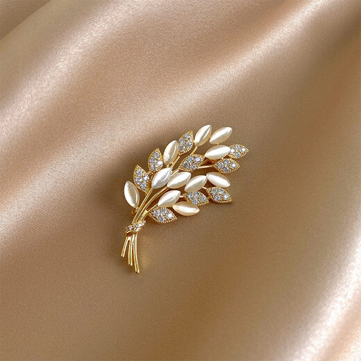 Idel's high-end rhinestone synthetic cat's eye wheat ear brooch, elegant and cute Japanese light luxury anti-exposure buckle Internet celebrity gift rhinestone tree small brooch XZ0076
