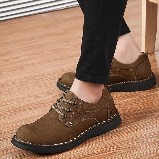 Camel active (camel active) first layer cowhide autumn and winter outdoor casual shoes men's large leather shoes genuine leather men's work shoes business dad shoes dark brown (lace up) first layer cowhide 8806 40 standard leather shoe size