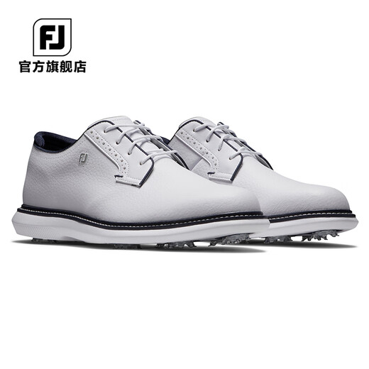 FootJoy golf shoes FJ Men's Traditions Classic Fashionable Spikeless Shoes Lightweight and Cushioned Golf Sports Shoes 57927-White and Blue [Non-spike] Size 43 = US Size 8.5