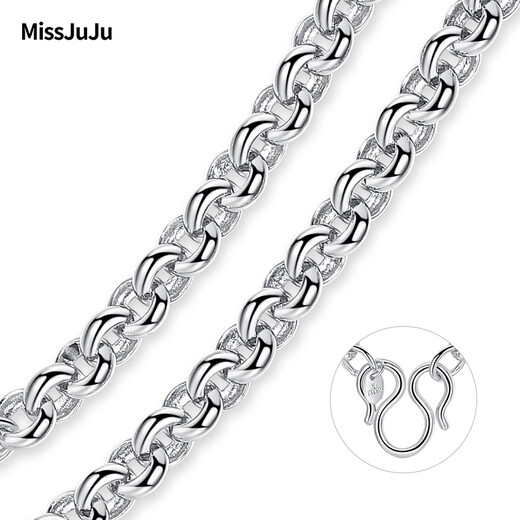 Miss JuJuPT950 platinum necklace men's platinum O-shaped chain, simple and elegant round bead chain, versatile and pull-over pearl chain plain chain, weight 14.63g, length 53cm, thickness about 3.2mm