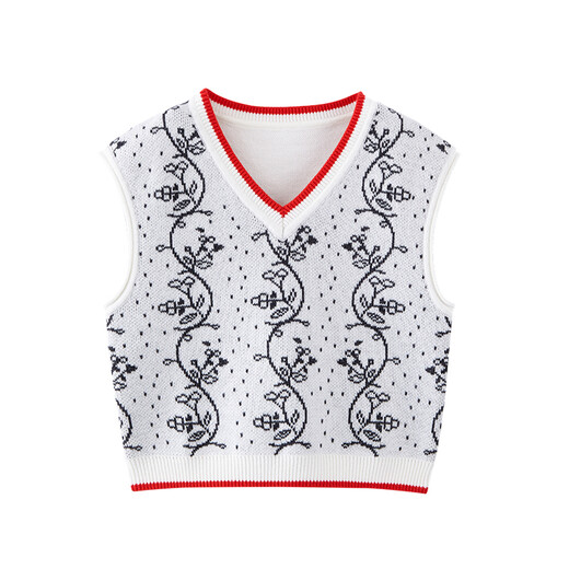 YINGSHI (YEHOO) [Gleicher Stil im Einkaufszentrum] Yingshi Kinderweste Mädchen Baumwollpullover V-Neck Strickweste Retro Style Jahr Frühling Yingshi White Yrbvj12126a 80 cm