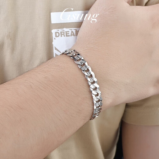 GsunG platinum bracelet for men PT950 wide-faced Cuban bracelet, atmospheric platinum bracelet, men's car pattern riding whip bracelet, fashionable, priced by gram, contact before bidding