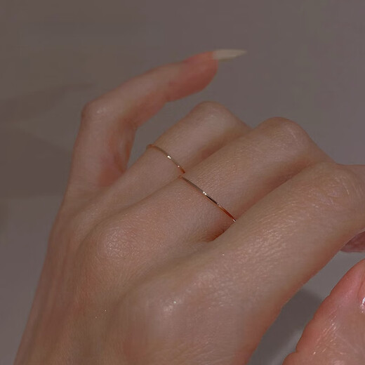 Fat Donglai's same style 18k rose gold ring, ultra-fine minimalist 18K gold-filled ring for women, light luxury, rose gold - single price + high-end gift box, US No. 8, 115 Jin Jin is equal to 0.5 kg ~130 Jin Jin is equal to 0.5 kg
