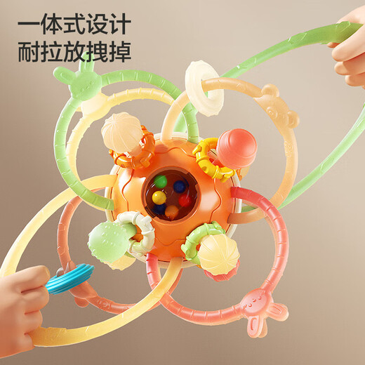 Qiaran Japanese Manhattan Ball Baby 0-3-6-12 Months Can Bite Food Grade Silicone Pacifier 0-6 Months Combination Pack Hand-grabbing Ball + Anti-drop Chain
