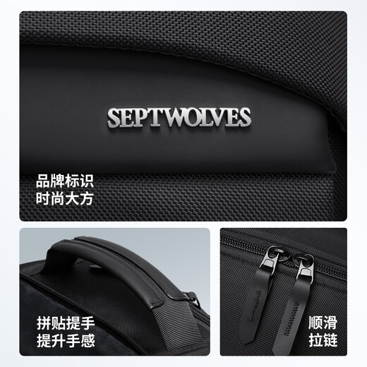 Siete Wolves New Mochila Mochila para hombres Bolsa de viaje al aire libre Commuting Baress Breat-Distance Travel Bag Black
