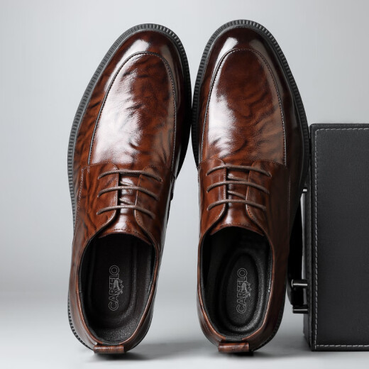 
CARTELO British hand-grabbing head layer cowhide men's shoes business casual men's leather shoes color wedding shoes 9735 brown 42