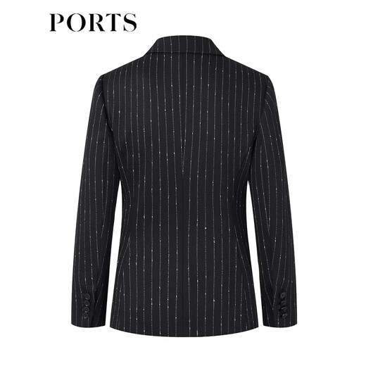 PORTS Women's Spring and Summer Women's Long Sleeve Long Jacket LM8J025MFF064 Black Stripes S (4)