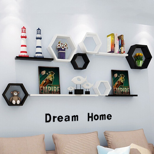 Baimuyuan wall storage rack wall-mounted TV background wall living room wall wall decoration rack punch-free shelf bedroom partition package J