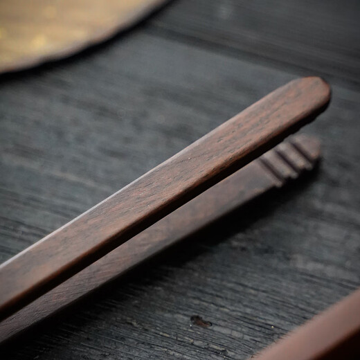 Ebony copper wood tea clip, solid wood rosewood tea cup clip, tea making tools, tweezers, kung fu tea set, Zen tea ceremony accessories, tassel-ebony copper wood tea clip