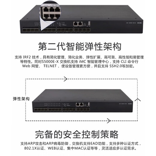 H3C enterprise-class 10G switch, three-layer network managed core aggregation SFP fiber port divided VLAN Ethernet network switch S5000-16X-EI 16-port 10G optical, applied to the core of 10G to desktop or small and medium-sized enterprise networks