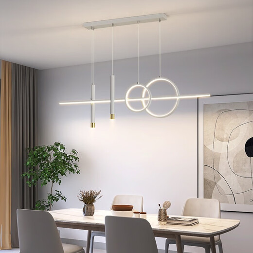 Chu Impression Restaurant Light Chandelier Light Luxury Lamp Modern Simple Dining Room Dining Table Bar Taipei European Minimalist Long Strip Creative Design Sense ZY687-1000 Smart Voice (Black)-R97