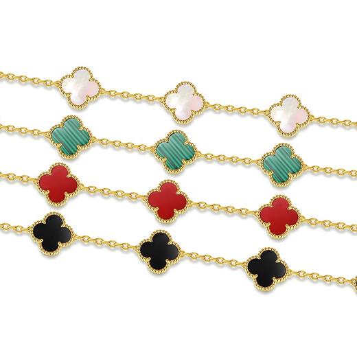 Fat Donglai same style 18k gold four-leaf clover bracelet 18K gold AU750 rose gold gold carnelian five-flower 18K four-leaf clover five-flower bracelet yellow l gold carnelian