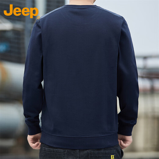 Jeep (JEEP) sweatshirt men's autumn and winter trendy loose round neck long-sleeved T-shirt men's base clothing men's royal blue XL