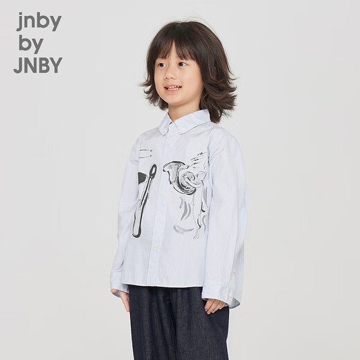 jnby by JNBY江南布衣童装秋长袖纯棉衬衫可爱音乐会图案男女童儿童1N7212640 983蓝黑条/格 110 cm
