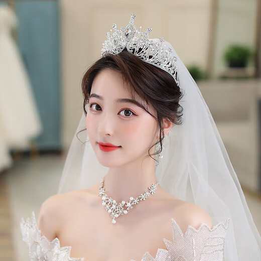 First encounter with crown veil tiara, bridal hair accessories, proposal, certificate, wedding diamond gift box set, crown wedding dress for women, adult crown veil gift box