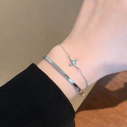 KZD Old Phoenix 999 Silver Bracelet Girls Star Bracelet Bracelet Light Luxury Niche Exquisite Bracelet Feeling Bracelet Star Can Double Layer Bracelet-s925 Silver