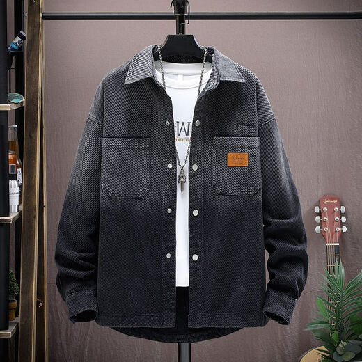 Zhidoudou Herren-Denim-Jacke-Gradientenfarbe 2024 Frühlings- und Herbststudienmarke HEITEL LOSSE VERSATILE JACKE TOP 6623 ONE SIZE M (90-105JIN [JIN GEBEN 0,5 KG])