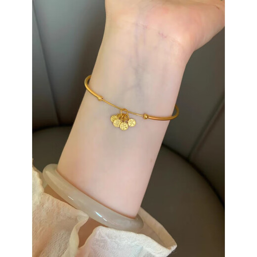 Menbin new Chinese style peace and joy ancient method 18k gold plated thin bracelet niche personality new temperament bracelet gift for women