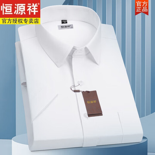 恒源祥【竹纤维】男士短袖衬衫2024夏季新款易打理衬衣职业正装上衣 DX6623 38