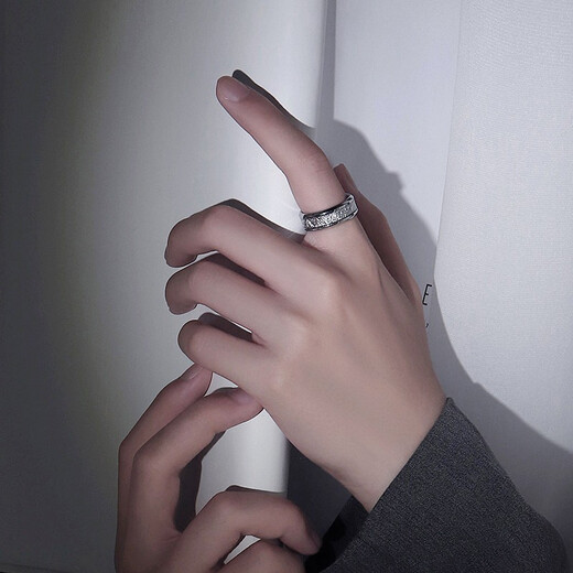 MOLC European and American ring men's trendy single ring simple index finger personality light luxury niche hip-hop ring birthday gift R0191 <Rime Ring> No. 9